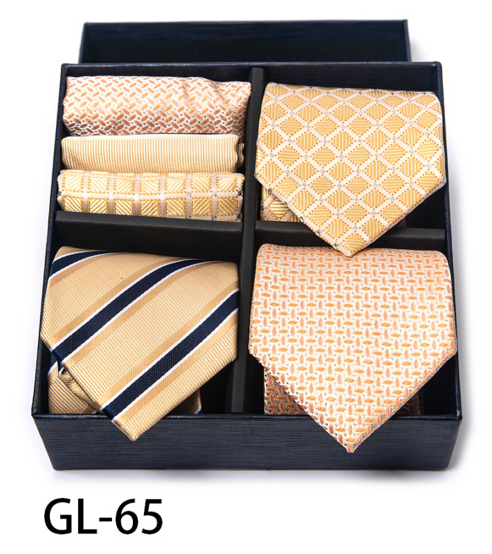 2025. gada jauns vīriešu dāvanu kastīšu komplekts ar kaklasaites modes biznesa vienkrāsainu žakarda kaklasaites kvadrātveida šalli pārrobežu karstā izpārdošana