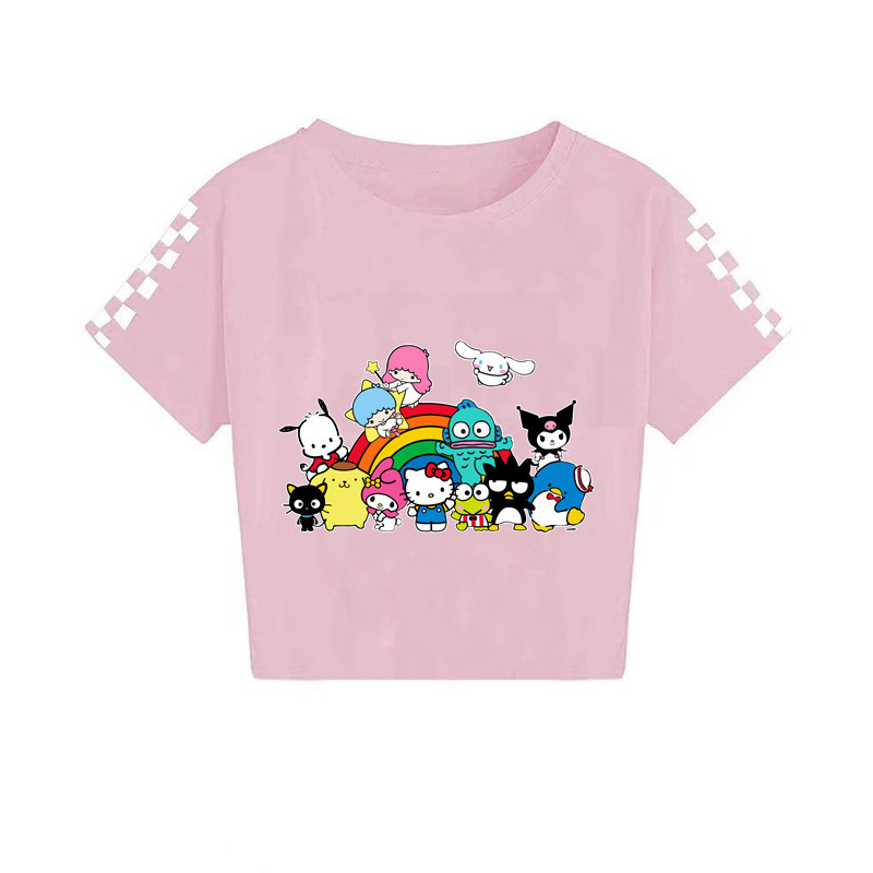 2024 Sanrio keskealiste poiste ja tüdrukute suvine trükitud vabaaja lühikeste varrukatega T-särk 7520