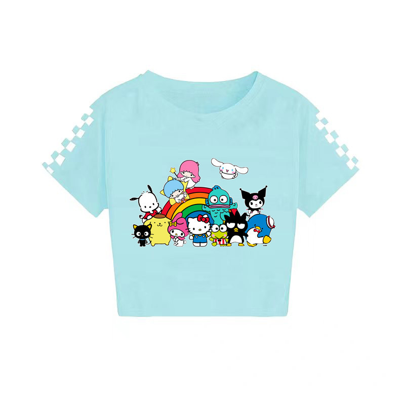 2024 Sanrio keskealiste poiste ja tüdrukute suvine trükitud vabaaja lühikeste varrukatega T-särk 7520