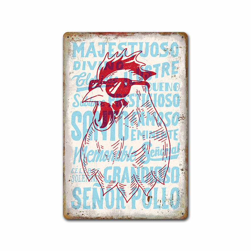 Трансграничен горещо продаван интересен знак за петел, ретро селска къща, петел, американски железен художник, домашен плакат, декорация на ресторант, живопис