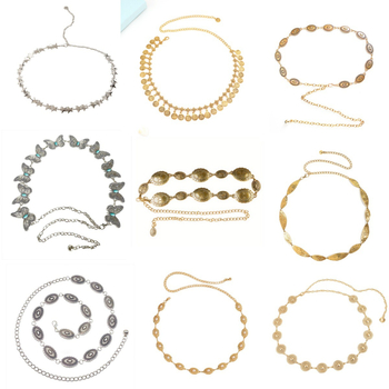 Modes retro metāla vidukļa ķēde sievietēm, augstas klases dekoratīvs aksesuārs svārkiem, daudzpusīga tauriņa vidukļa virve, etniskā stila Eiropas un Amerikas josta