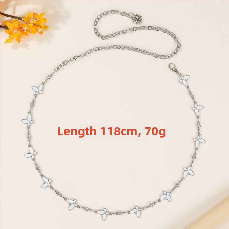 Μοντέρνα ρετρό μεταλλική αλυσίδα μέσης για γυναίκες, διακοσμητικό αξεσουάρ υψηλής ποιότητας για φούστες, ευέλικτο σχοινί μέσης πεταλούδας, ζώνη ευρωπαϊκής και αμερικανικής καταγωγής σε εθνικό στιλ