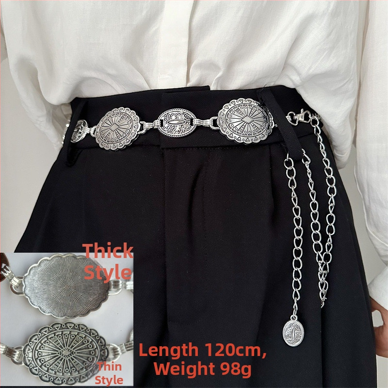 Modes retro metāla vidukļa ķēde sievietēm, augstas klases dekoratīvs aksesuārs svārkiem, daudzpusīga tauriņa vidukļa virve, etniskā stila Eiropas un Amerikas josta
