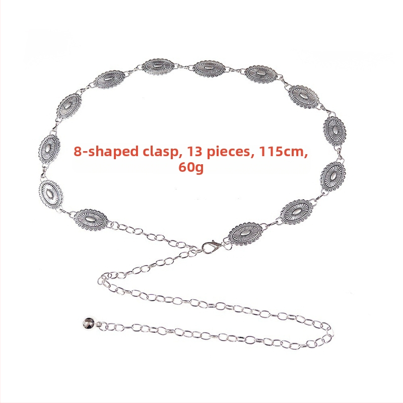 Modes retro metāla vidukļa ķēde sievietēm, augstas klases dekoratīvs aksesuārs svārkiem, daudzpusīga tauriņa vidukļa virve, etniskā stila Eiropas un Amerikas josta