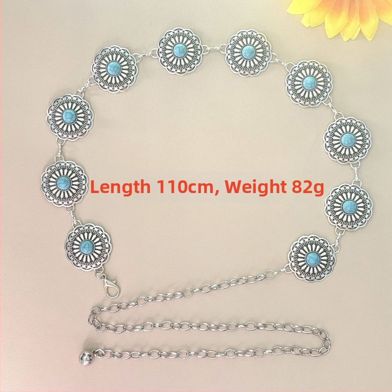 Μοντέρνα ρετρό μεταλλική αλυσίδα μέσης για γυναίκες, διακοσμητικό αξεσουάρ υψηλής ποιότητας για φούστες, ευέλικτο σχοινί μέσης πεταλούδας, ζώνη ευρωπαϊκής και αμερικανικής καταγωγής σε εθνικό στιλ