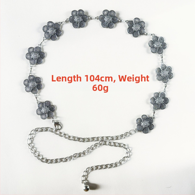 Μοντέρνα ρετρό μεταλλική αλυσίδα μέσης για γυναίκες, διακοσμητικό αξεσουάρ υψηλής ποιότητας για φούστες, ευέλικτο σχοινί μέσης πεταλούδας, ζώνη ευρωπαϊκής και αμερικανικής καταγωγής σε εθνικό στιλ