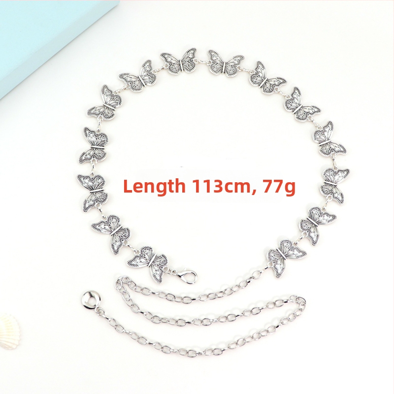 Modes retro metāla vidukļa ķēde sievietēm, augstas klases dekoratīvs aksesuārs svārkiem, daudzpusīga tauriņa vidukļa virve, etniskā stila Eiropas un Amerikas josta