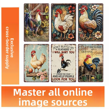 Трансграничен горещо продаван интересен знак за петел, ретро селска къща, петел, американски железен художник, домашен плакат, декорация на ресторант, живопис