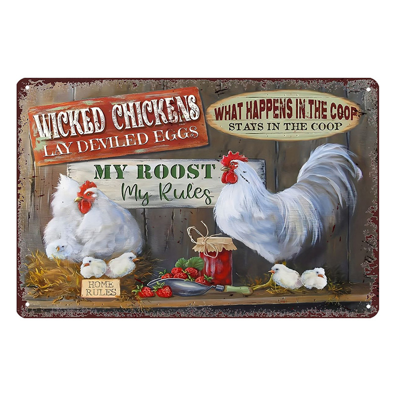 Трансграничен горещо продаван интересен знак за петел, ретро селска къща, петел, американски железен художник, домашен плакат, декорация на ресторант, живопис