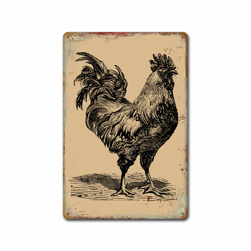 Трансграничен горещо продаван интересен знак за петел, ретро селска къща, петел, американски железен художник, домашен плакат, декорация на ресторант, живопис