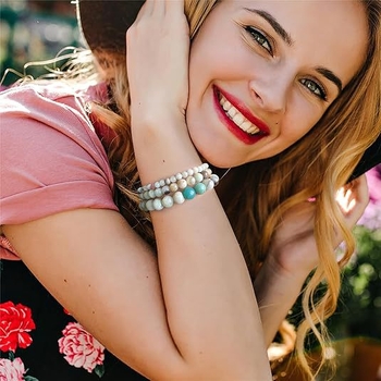 Užsienio prekyba, tarpvalstybinės Europos ir Amerikos natūralaus akmens viduramžių apyrankės, nišinės retro egzotiškos nacionalinio stiliaus apyrankės, elastinės apyrankės, 3 dalių rinkinys