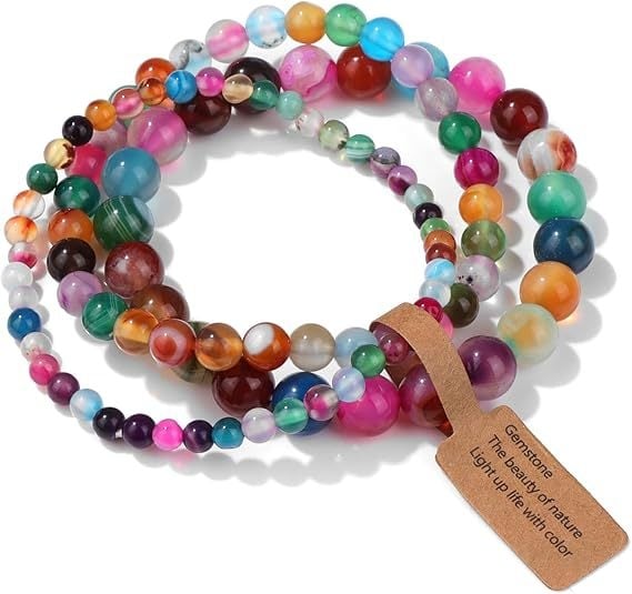 Užsienio prekyba, tarpvalstybinės Europos ir Amerikos natūralaus akmens viduramžių apyrankės, nišinės retro egzotiškos nacionalinio stiliaus apyrankės, elastinės apyrankės, 3 dalių rinkinys