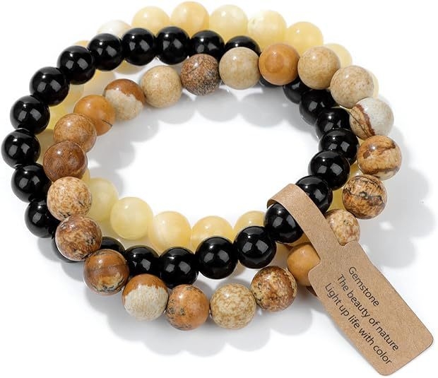 Užsienio prekyba, tarpvalstybinės Europos ir Amerikos natūralaus akmens viduramžių apyrankės, nišinės retro egzotiškos nacionalinio stiliaus apyrankės, elastinės apyrankės, 3 dalių rinkinys