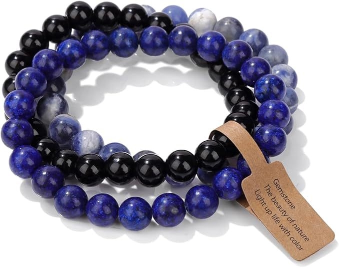 Užsienio prekyba, tarpvalstybinės Europos ir Amerikos natūralaus akmens viduramžių apyrankės, nišinės retro egzotiškos nacionalinio stiliaus apyrankės, elastinės apyrankės, 3 dalių rinkinys