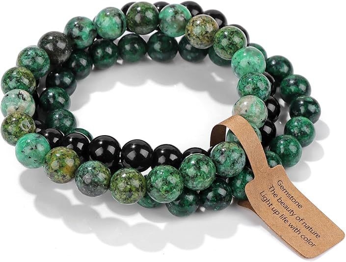 Užsienio prekyba, tarpvalstybinės Europos ir Amerikos natūralaus akmens viduramžių apyrankės, nišinės retro egzotiškos nacionalinio stiliaus apyrankės, elastinės apyrankės, 3 dalių rinkinys