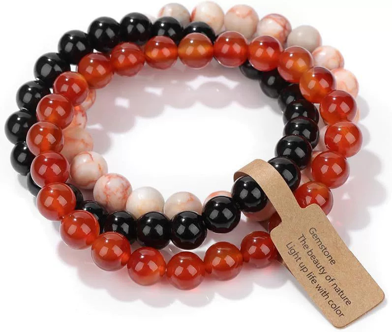 Užsienio prekyba, tarpvalstybinės Europos ir Amerikos natūralaus akmens viduramžių apyrankės, nišinės retro egzotiškos nacionalinio stiliaus apyrankės, elastinės apyrankės, 3 dalių rinkinys