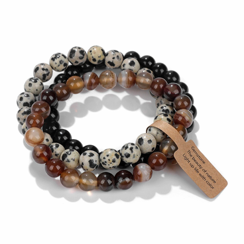 Užsienio prekyba, tarpvalstybinės Europos ir Amerikos natūralaus akmens viduramžių apyrankės, nišinės retro egzotiškos nacionalinio stiliaus apyrankės, elastinės apyrankės, 3 dalių rinkinys