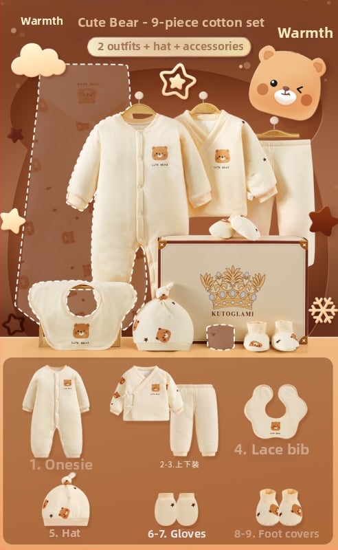 Dāvanu kaste mazulim Jaundzimušā apģērbs Ziemas kokvilnas apģērba komplekts Mazuļa dzimšanas tikšanās dāvana Jaundzimušā pilnmēness dāvana