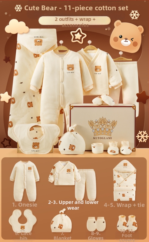 Dāvanu kaste mazulim Jaundzimušā apģērbs Ziemas kokvilnas apģērba komplekts Mazuļa dzimšanas tikšanās dāvana Jaundzimušā pilnmēness dāvana