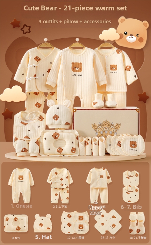 Dāvanu kaste mazulim Jaundzimušā apģērbs Ziemas kokvilnas apģērba komplekts Mazuļa dzimšanas tikšanās dāvana Jaundzimušā pilnmēness dāvana