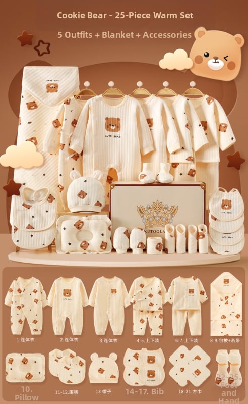 Dāvanu kaste mazulim Jaundzimušā apģērbs Ziemas kokvilnas apģērba komplekts Mazuļa dzimšanas tikšanās dāvana Jaundzimušā pilnmēness dāvana