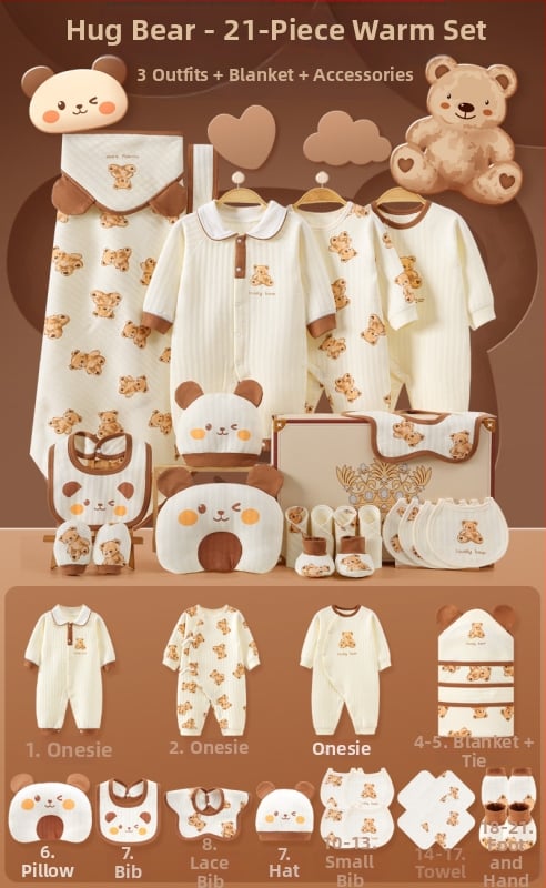 Dāvanu kaste mazulim Jaundzimušā apģērbs Ziemas kokvilnas apģērba komplekts Mazuļa dzimšanas tikšanās dāvana Jaundzimušā pilnmēness dāvana