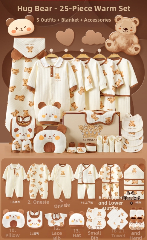 Dāvanu kaste mazulim Jaundzimušā apģērbs Ziemas kokvilnas apģērba komplekts Mazuļa dzimšanas tikšanās dāvana Jaundzimušā pilnmēness dāvana