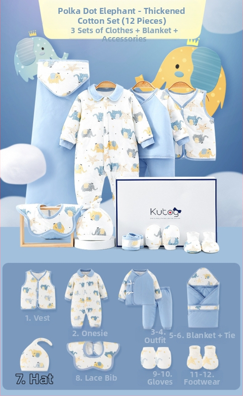 Dāvanu kaste mazulim Jaundzimušā apģērbs Ziemas kokvilnas apģērba komplekts Mazuļa dzimšanas tikšanās dāvana Jaundzimušā pilnmēness dāvana