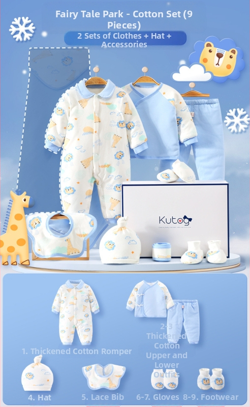 Dāvanu kaste mazulim Jaundzimušā apģērbs Ziemas kokvilnas apģērba komplekts Mazuļa dzimšanas tikšanās dāvana Jaundzimušā pilnmēness dāvana