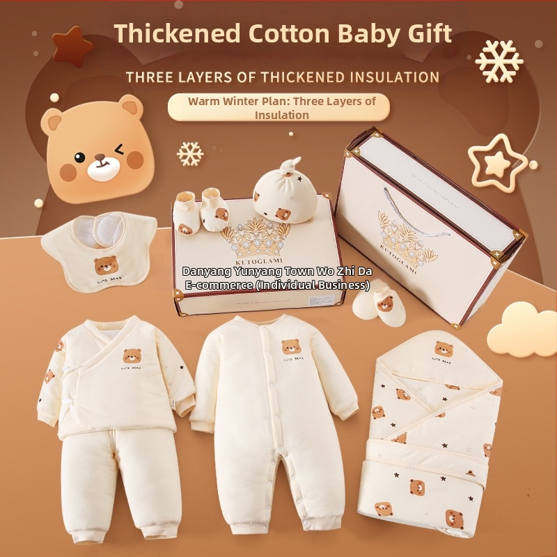 Dāvanu kaste mazulim Jaundzimušā apģērbs Ziemas kokvilnas apģērba komplekts Mazuļa dzimšanas tikšanās dāvana Jaundzimušā pilnmēness dāvana