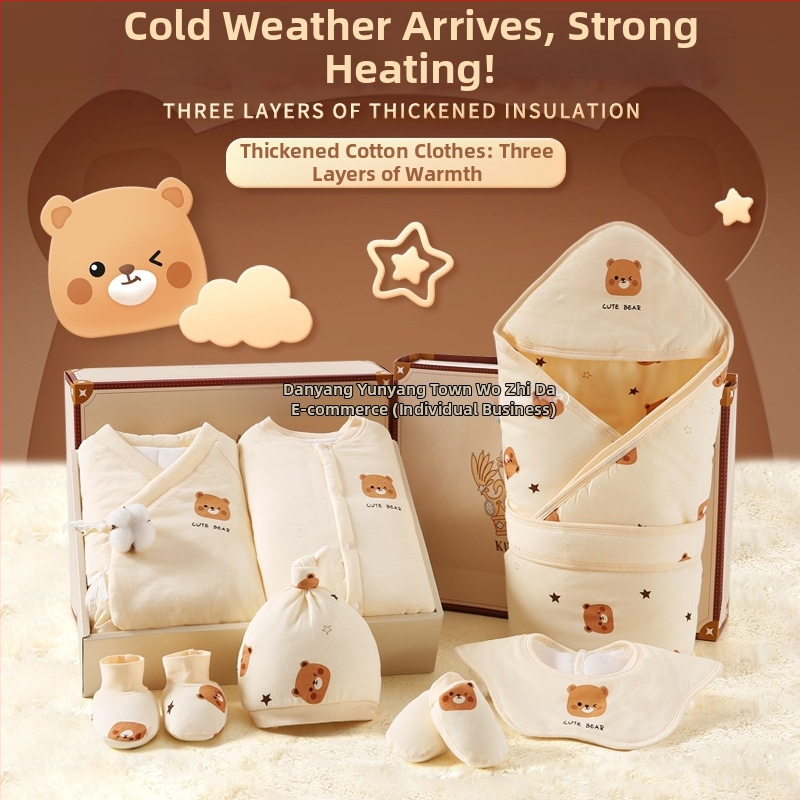 Dāvanu kaste mazulim Jaundzimušā apģērbs Ziemas kokvilnas apģērba komplekts Mazuļa dzimšanas tikšanās dāvana Jaundzimušā pilnmēness dāvana