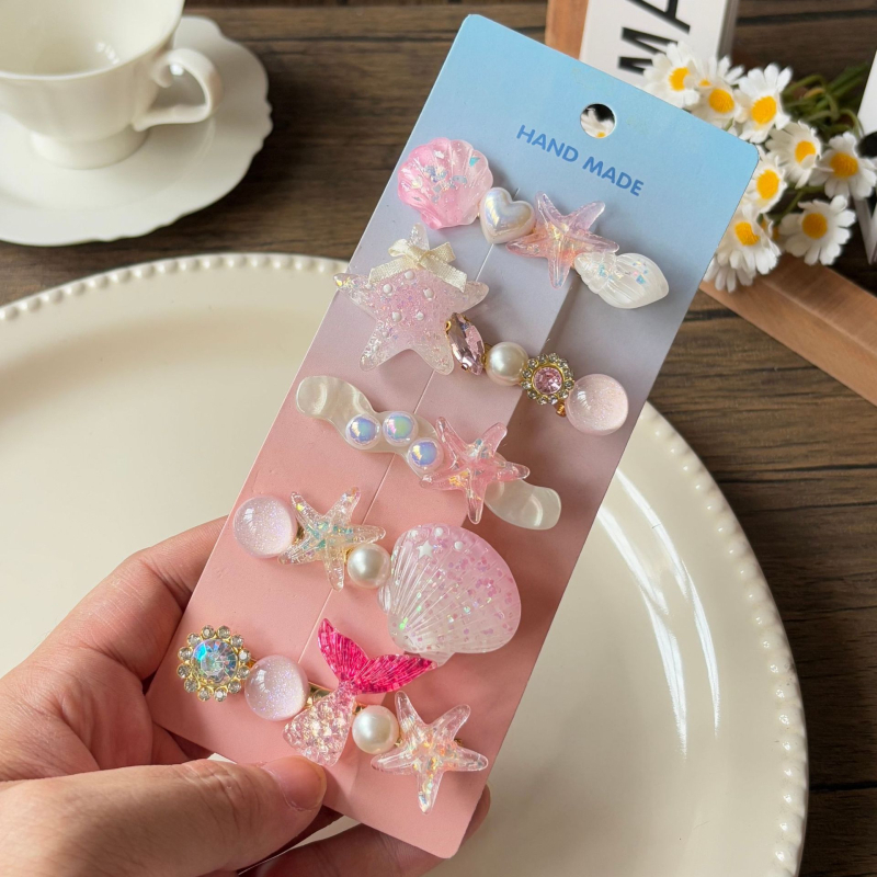 Υπερόμορφη και ευέλικτη φουρκέτα με κέλυφος αστερία, χαριτωμένο κλιπ μαλλιών, κλιπ για φράντζα στο μέτωπο, πλαϊνό κλιπ, αξεσουάρ μαλλιών για φουρκέτα δίπλα στη θάλασσα