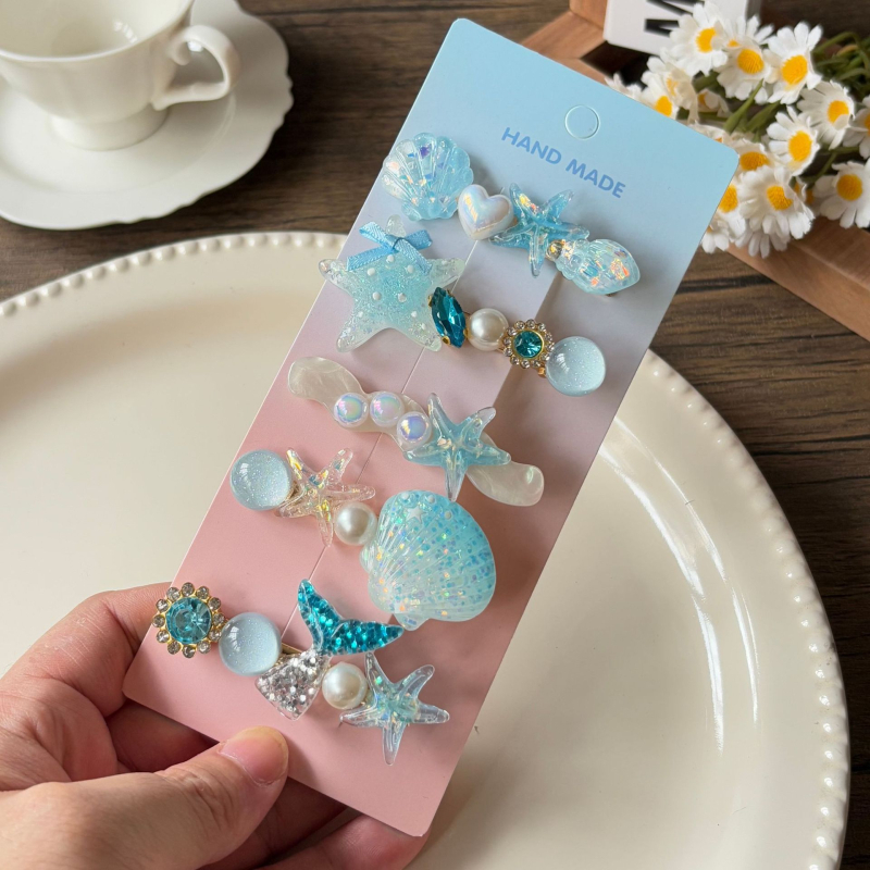 Υπερόμορφη και ευέλικτη φουρκέτα με κέλυφος αστερία, χαριτωμένο κλιπ μαλλιών, κλιπ για φράντζα στο μέτωπο, πλαϊνό κλιπ, αξεσουάρ μαλλιών για φουρκέτα δίπλα στη θάλασσα