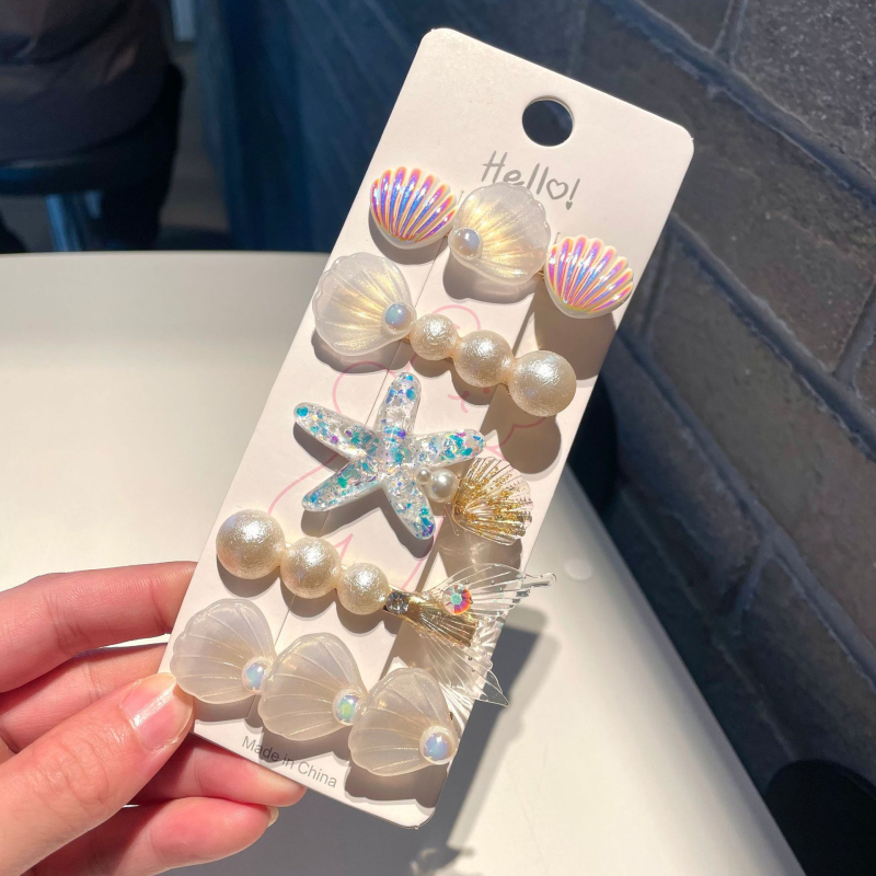 Υπερόμορφη και ευέλικτη φουρκέτα με κέλυφος αστερία, χαριτωμένο κλιπ μαλλιών, κλιπ για φράντζα στο μέτωπο, πλαϊνό κλιπ, αξεσουάρ μαλλιών για φουρκέτα δίπλα στη θάλασσα