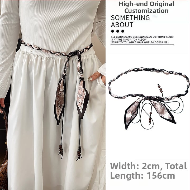 Bohēmiska viduslaiku etniskā stila brūna josta sieviešu svārkiem ar pītu vidukļa ķēdi Y2K metāla vidukļa aksesuāri