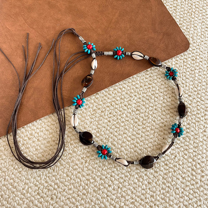 Bohēmiska viduslaiku etniskā stila brūna josta sieviešu svārkiem ar pītu vidukļa ķēdi Y2K metāla vidukļa aksesuāri