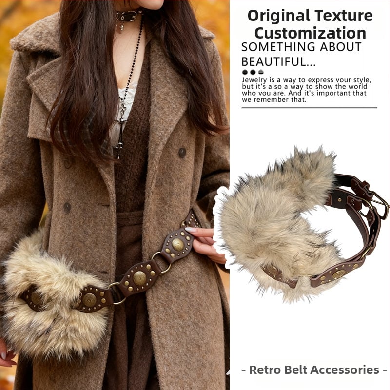 Bohēmiska viduslaiku etniskā stila brūna josta sieviešu svārkiem ar pītu vidukļa ķēdi Y2K metāla vidukļa aksesuāri