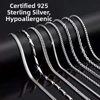 Διασυνοριακό αποκλειστικό εργοστάσιο κολιέ χονδρικής S925 ασημένια απλή αλυσίδα αλυσίδας σε κουτί, αλυσίδα με στριφτό κόσμημα DIY χωρίς αλυσίδα