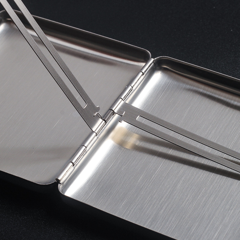 Kūrybinė metalinė cigarečių dėžutė, šiurkšti cigaretė, 20 cigarečių, 24 dvigubo naudojimo retro cigarečių dėžutė, vyrams, nešiojama su apsauga nuo išstūmimo