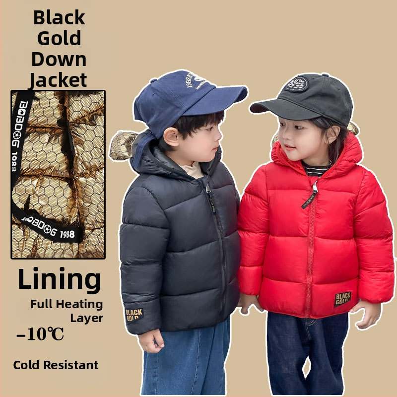 Детски пухени якета извън сезона 2025 за момчета и момичета, Зимни якета с памучна подплата за малки и средни деца, Топли и удебелени якета с памучна подплата