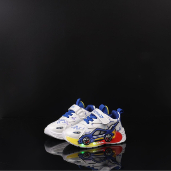 2025 Пролетни и есенни модни дишащи обувки за татко с анимационни спортни коли, детски обувки с LED сензорна светлина