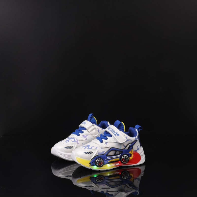 2025 Пролетни и есенни модни дишащи обувки за татко с анимационни спортни коли, детски обувки с LED сензорна светлина