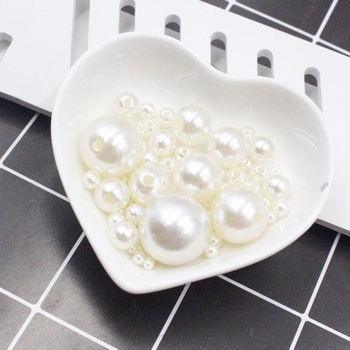 Rankų darbo „pasidaryk pats“ medžiagos 4–20 mm dvigubos skylutės apvalūs karoliukai iš grynos baltos ryžių baltumo karoliukų papuošalų aksesuarų, ABS imitacijos perlų, palaidų karoliukų