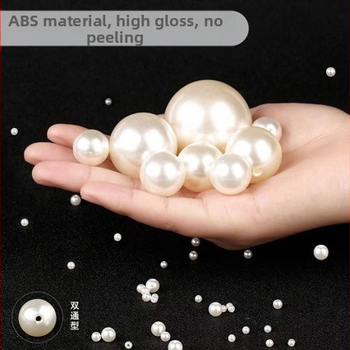 Rankų darbo „pasidaryk pats“ medžiagos 4–20 mm dvigubos skylutės apvalūs karoliukai iš grynos baltos ryžių baltumo karoliukų papuošalų aksesuarų, ABS imitacijos perlų, palaidų karoliukų