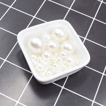 Rankų darbo „pasidaryk pats“ medžiagos 4–20 mm dvigubos skylutės apvalūs karoliukai iš grynos baltos ryžių baltumo karoliukų papuošalų aksesuarų, ABS imitacijos perlų, palaidų karoliukų