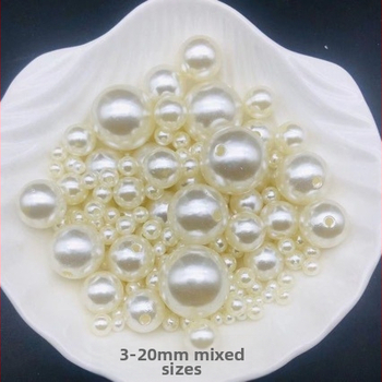 Rankų darbo „pasidaryk pats“ medžiagos 4–20 mm dvigubos skylutės apvalūs karoliukai iš grynos baltos ryžių baltumo karoliukų papuošalų aksesuarų, ABS imitacijos perlų, palaidų karoliukų