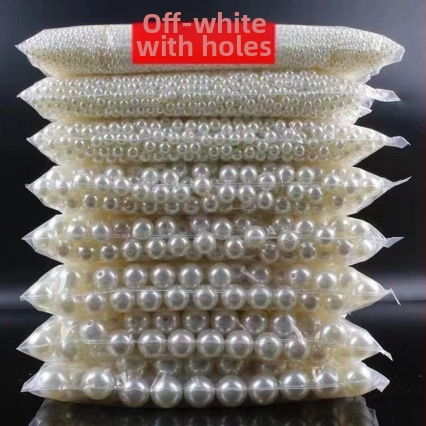 Ръчно изработен материал „Направи си сам“ 4-20 мм кръгли мъниста с двоен отвор, чист бял ориз, бели мъниста, аксесоари за бижута, имитация на перли, свободни мъниста