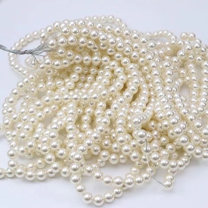 Rankų darbo „pasidaryk pats“ medžiagos 4–20 mm dvigubos skylutės apvalūs karoliukai iš grynos baltos ryžių baltumo karoliukų papuošalų aksesuarų, ABS imitacijos perlų, palaidų karoliukų