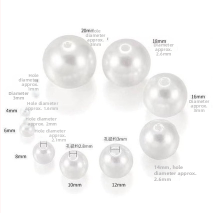 Rankų darbo „pasidaryk pats“ medžiagos 4–20 mm dvigubos skylutės apvalūs karoliukai iš grynos baltos ryžių baltumo karoliukų papuošalų aksesuarų, ABS imitacijos perlų, palaidų karoliukų