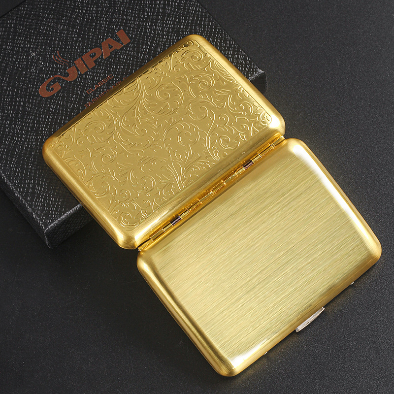16 iepakojumu metāla cigarešu maciņš vīriešu retro stila zeltaini bagātīgu ziedu cigarešu maciņš pārnēsājams mitrumizturīgs spiedienizturīgs dāvanu kastīte